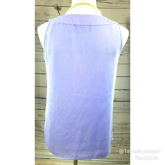 Loft lavender ruffle front bib u neck tank top S - Picture 3 of 6